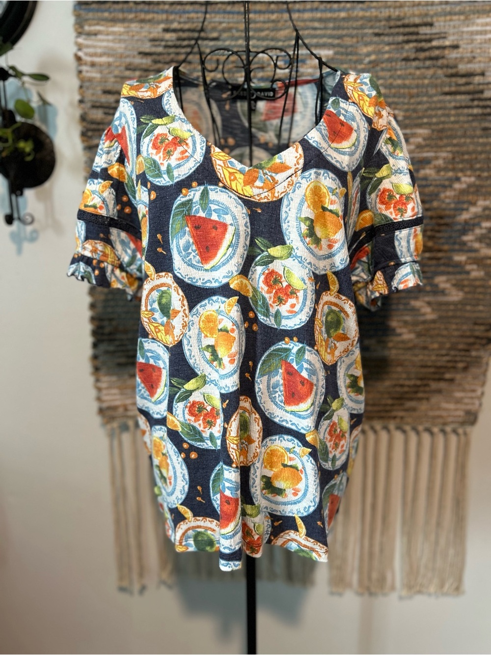 Fred David Fruit Print Short Sleeve Top